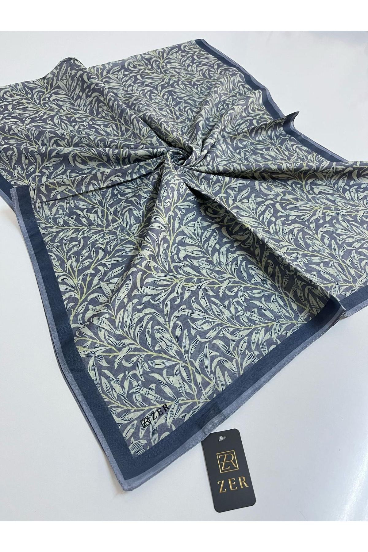 Butik Yeni Kaymayan Yaprak Desenli Soft Organik Zer Şal
