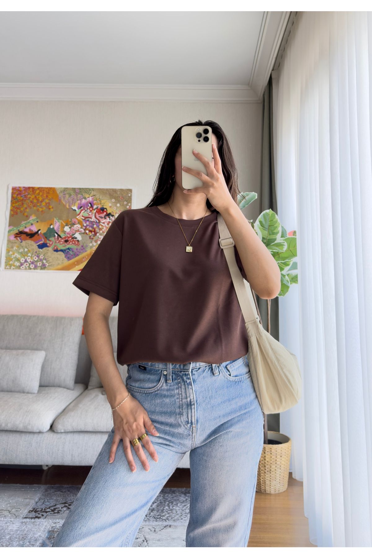 miyuko Kadın Basic Bisiklet Yaka Yumuşak Os T-Shirt