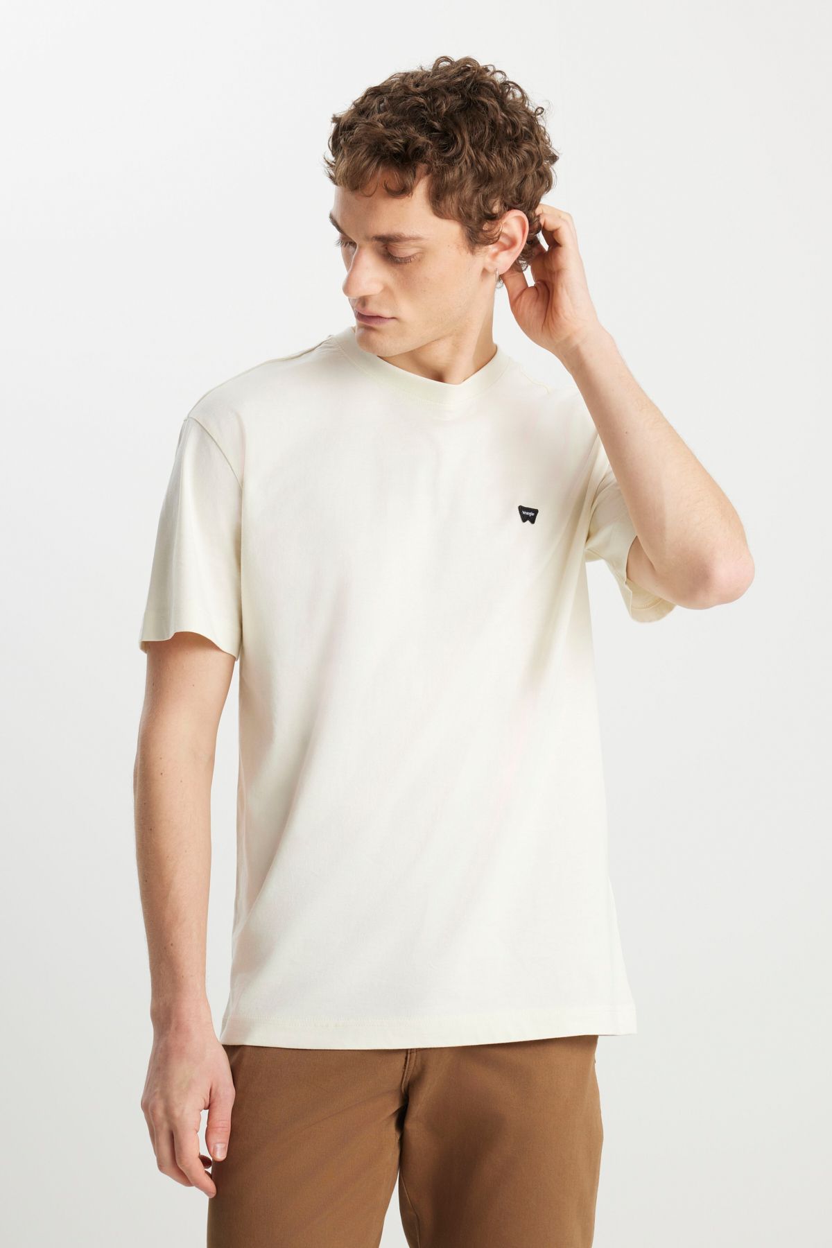 WRANGLER MW7NM20387742L Ekru Erkek Relax Fit Bisiklet Yaka T-shirt