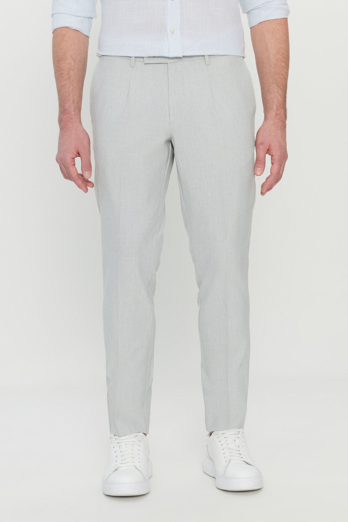 ALTINYILDIZ CLASSICS Erkek Gri Comfort Fit Rahat Kesim Yan Cepli Desenli Beli Lastikli Pantolon