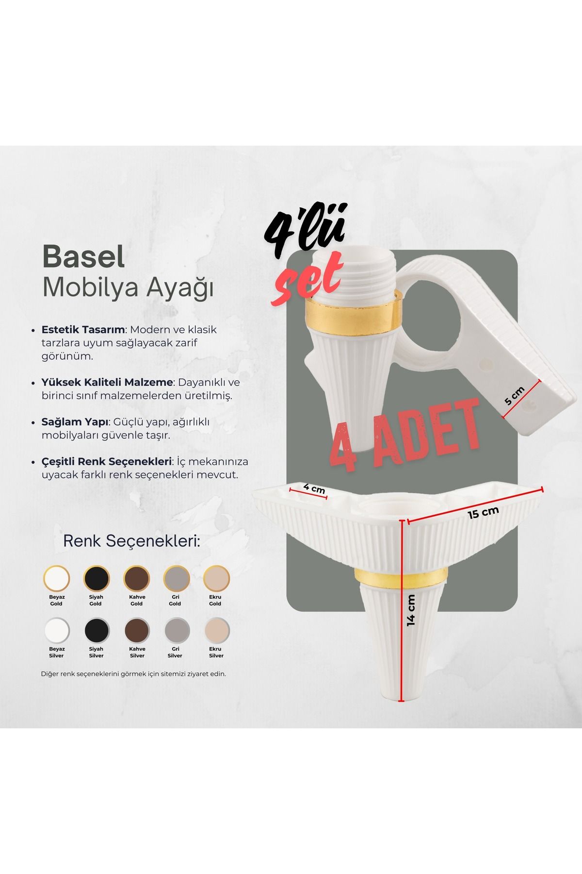 fi aks Basel mobilya ayagı 14-15 CM Ayalanabilir
