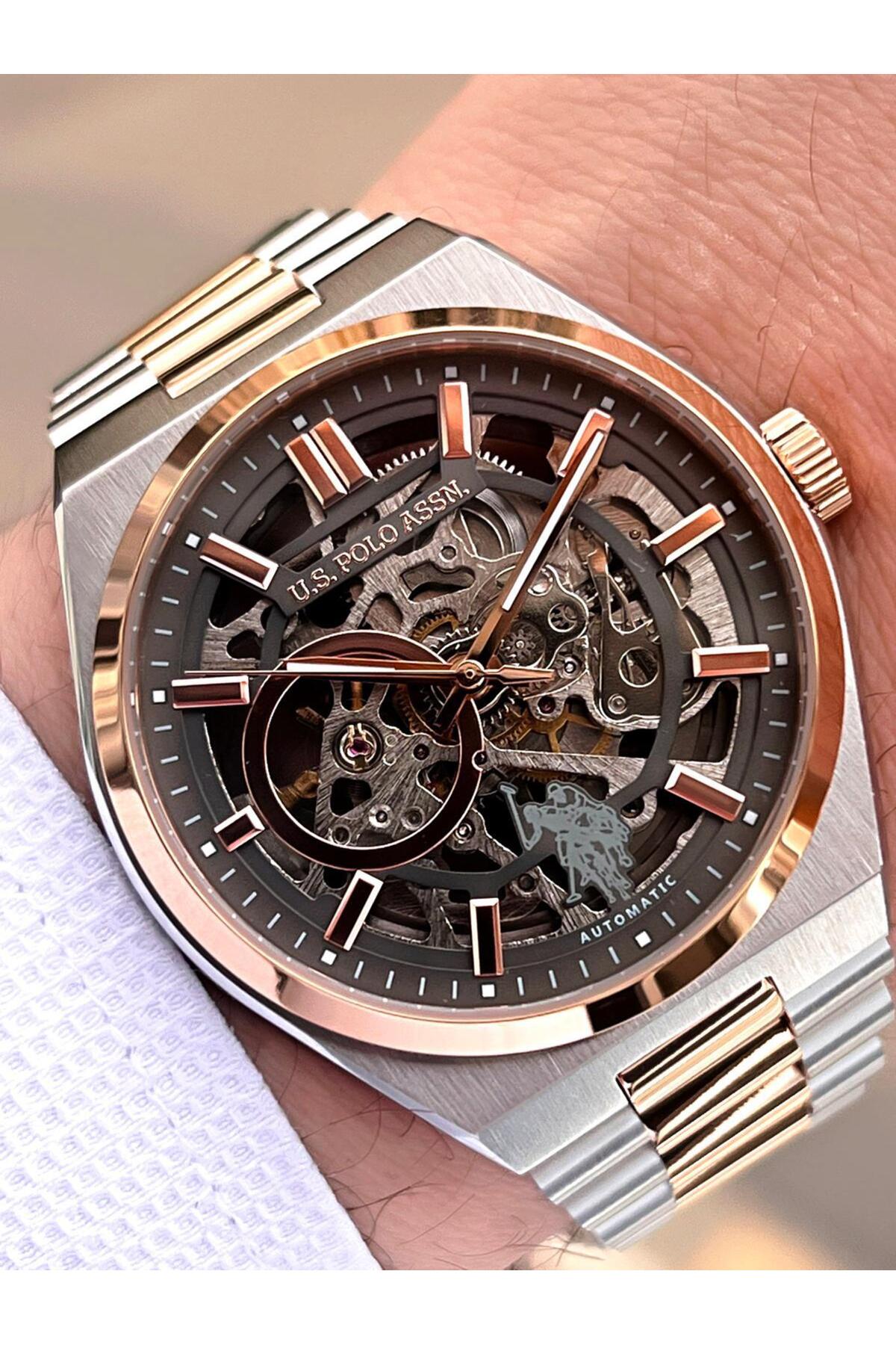 یو اس پولو ساعت مچی مردانه پولو Assn اتوماتیک با بند و بدنه استیل، مدل USPA.FS1115.2، با 2 سال گارانتی