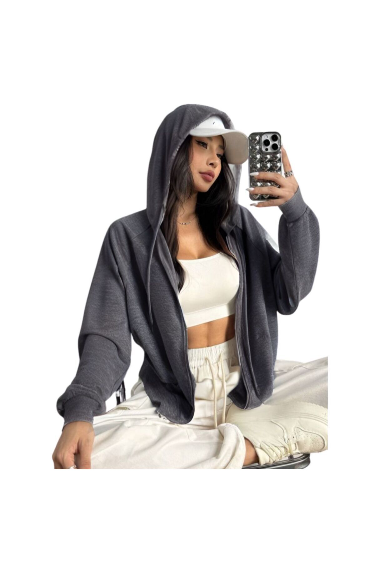 atlanticsport Sweatshirt önden fermuarlı kanguru cepli 2 iplik mevsimlik