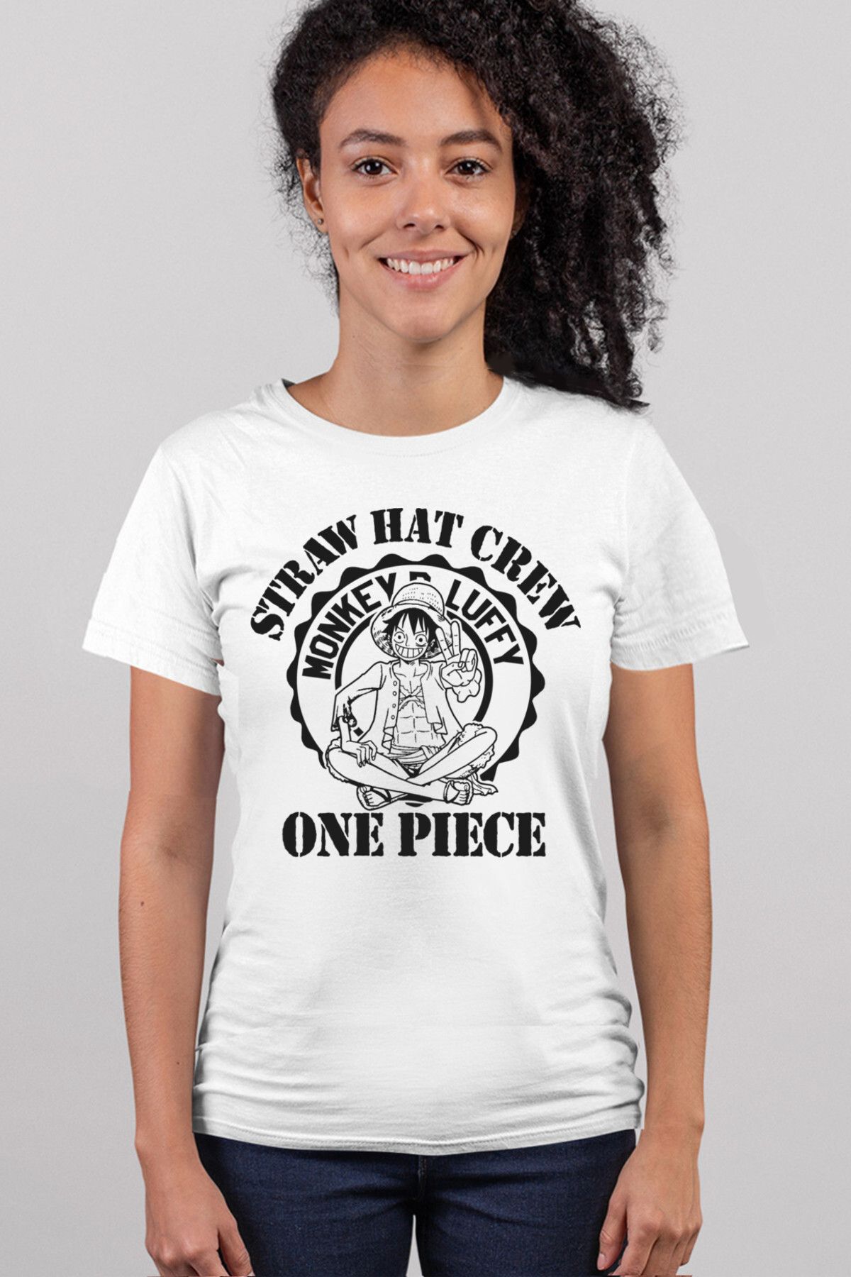 ROCKANDROLL One Piece Logo Beyaz Kısa Kollu Kadın T-shirt