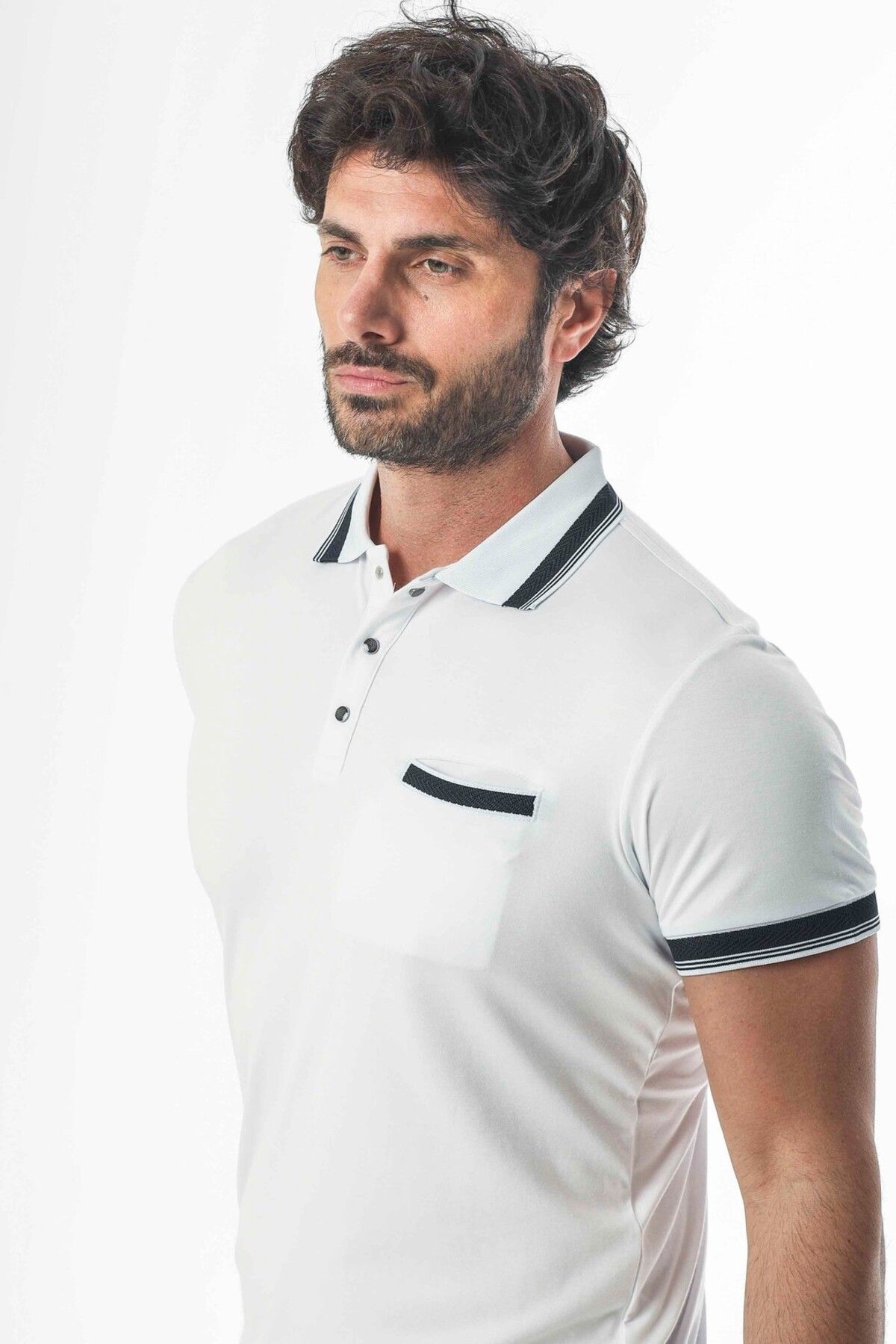 Tony Montana Cepli Polo Yaka Çıtçıtlı Kol Ucu Triko Detaylı T-Shırt-6286