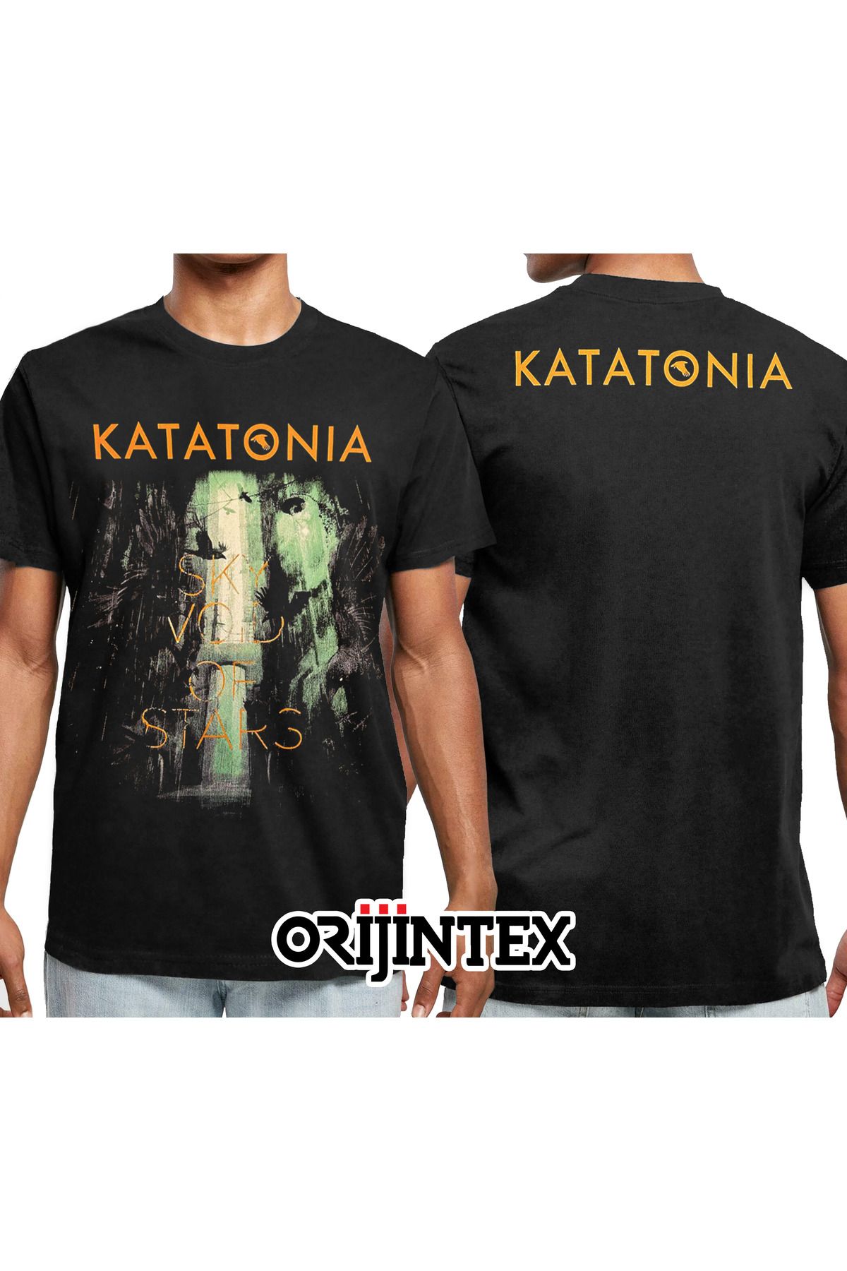 orijintex Katatonia Sky Void of Stars Ön Arka Baskılı Unisex Siyah Tshirt