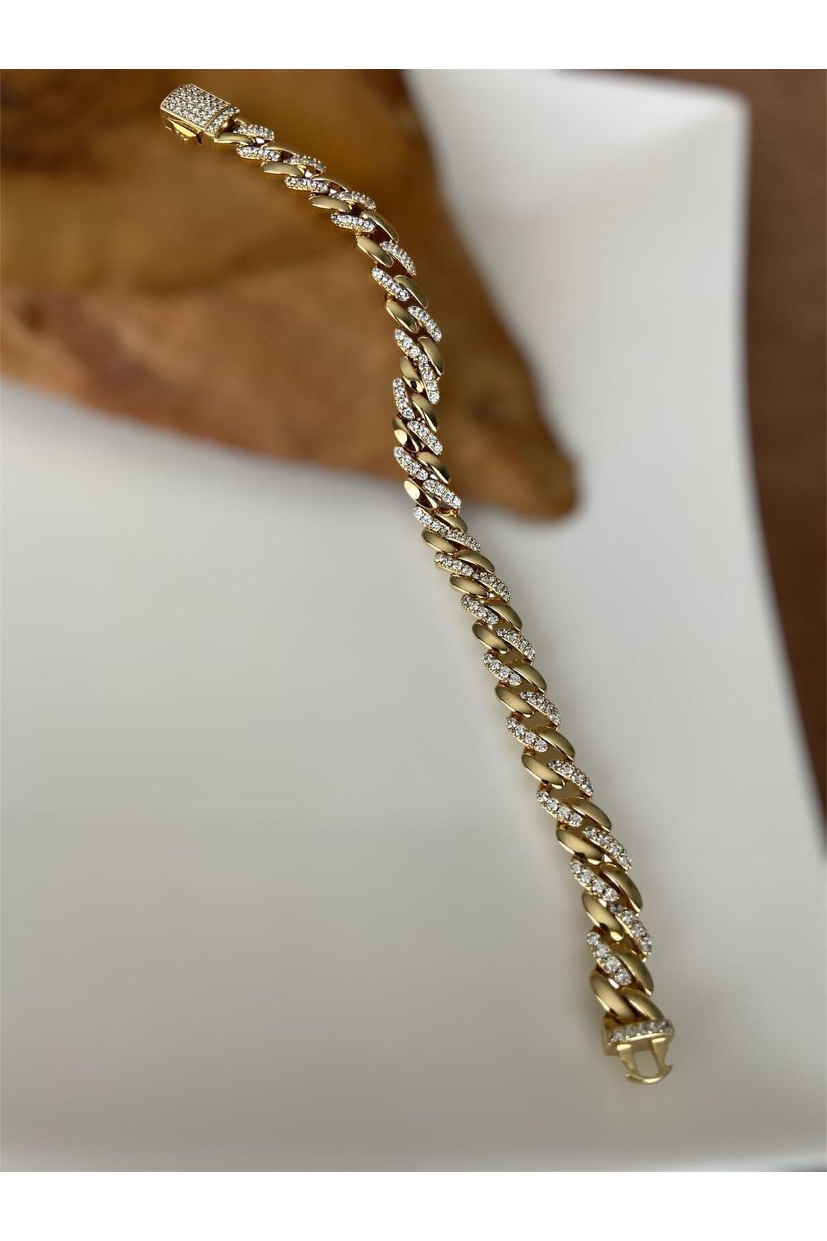 Allen Accessories ÇELİK GOLD ZİRKON TAŞLI BİLEKLİK