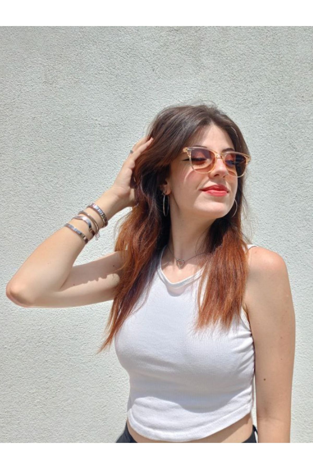 Sunglasses Kadın Y2K Şeffaf Pembe Şık Güneş Gözlüğü
