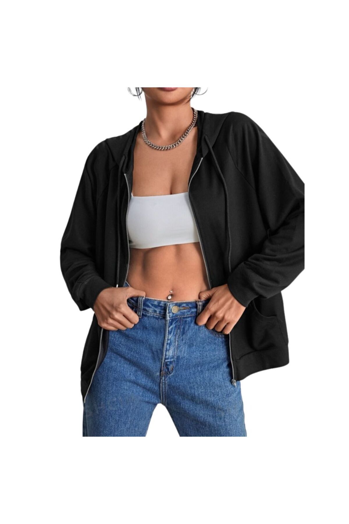 atlanticsport Sweatshirt önden fermuarlı kanguru cepli 2 iplik mevsimlik