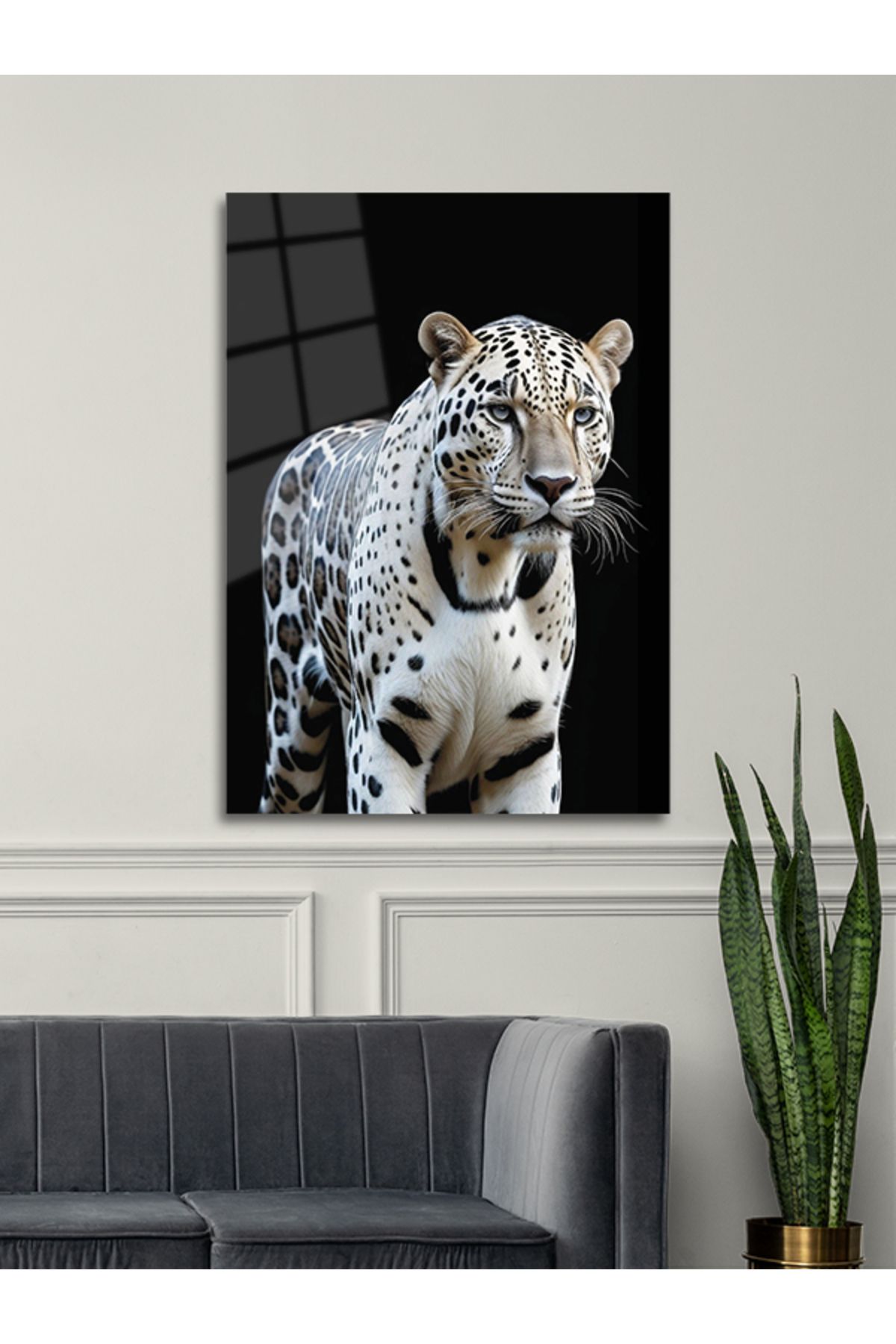 ARTSTATİONS Beyaz Leoparın – Cam Tablo Duvar Dekoru