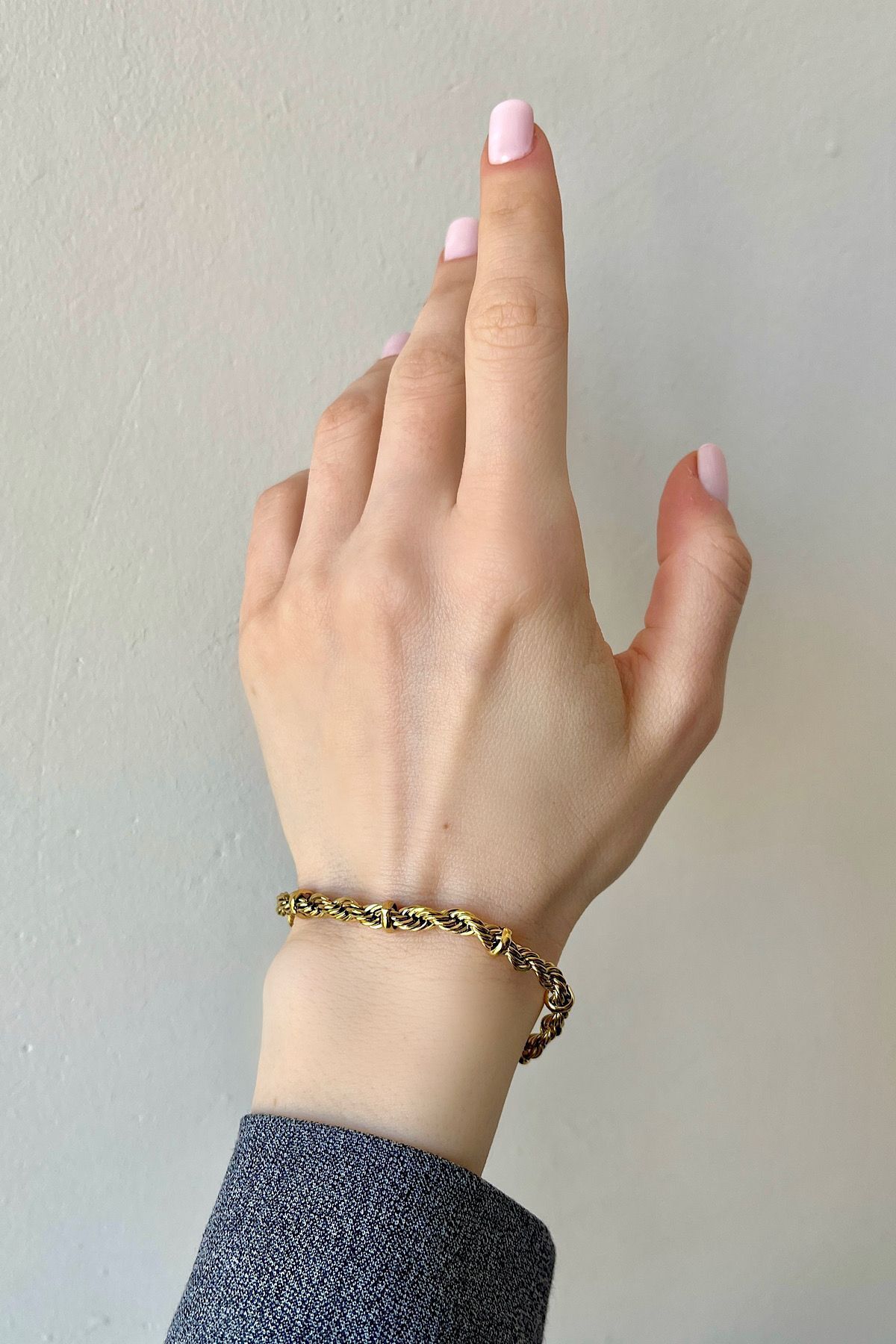 Bijou Luz Gold Halka Detaylı Burgu Zincir Çelik Bileklik