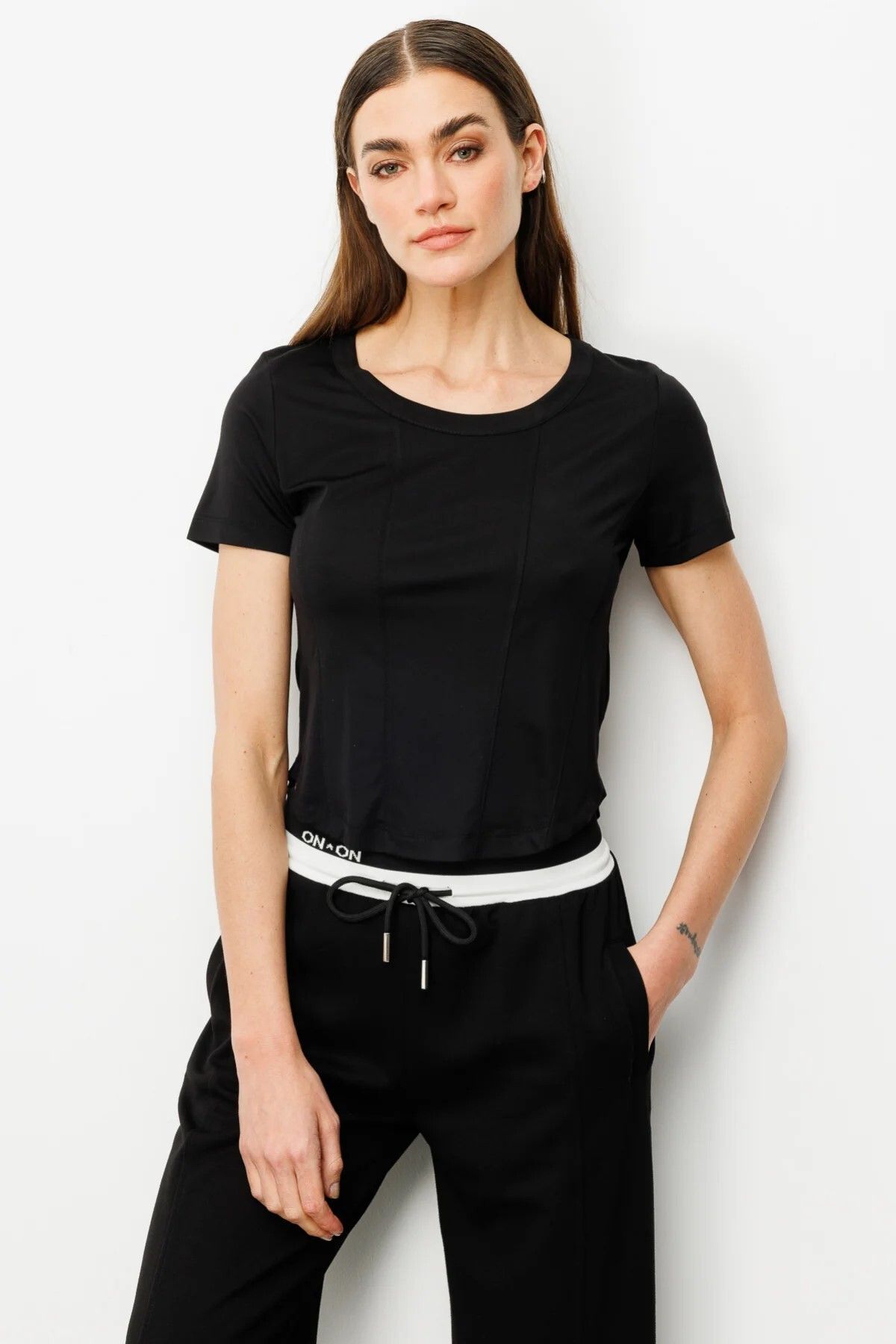 Ekol ON TRİKO Sıfır Yaka Parçalı T-Shirt 51550-25