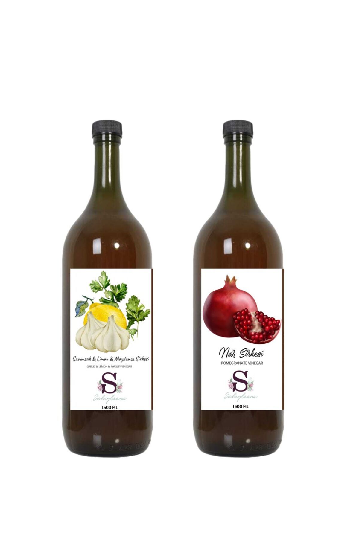 Süheylaana Doğal Sarımsak & Limon & Maydanoz Sirkesi 1500 Ml - Doğal Nar Sirkesi 1500 Ml