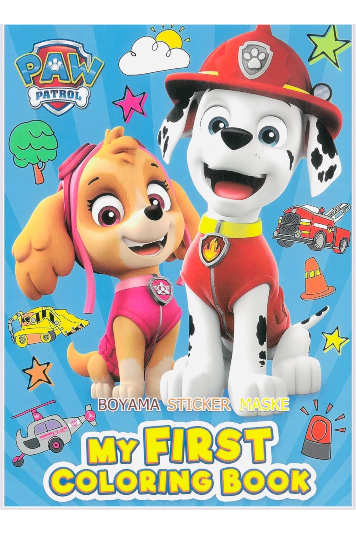 Paw Patrol Boyama Kitabı Stıcker Hediyeli Arka Kapak Kesilerek Maske Yapılabilir 16 Resimli Sayfa