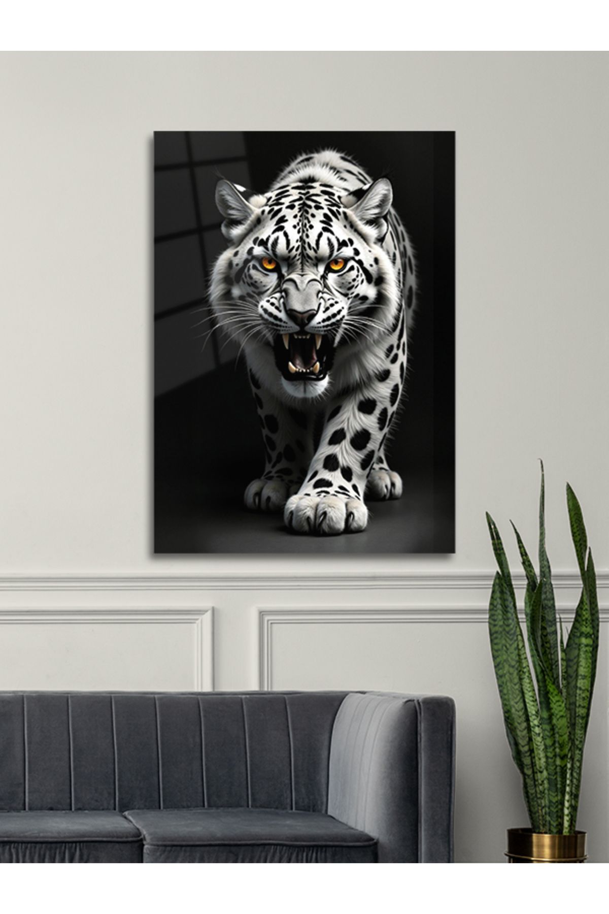ARTSTATİONS Karanlıkta Kükreyen – Leopar Modren 4mm Cam Tablo
