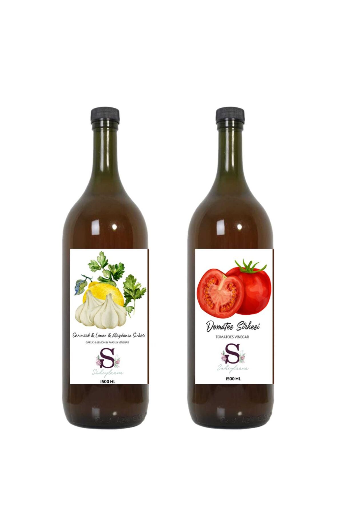 Süheylaana Doğal Sarımsak & Limon & Maydanoz Sirkesi 1500 Ml - Doğal Domates Sirkesi 1500 Ml