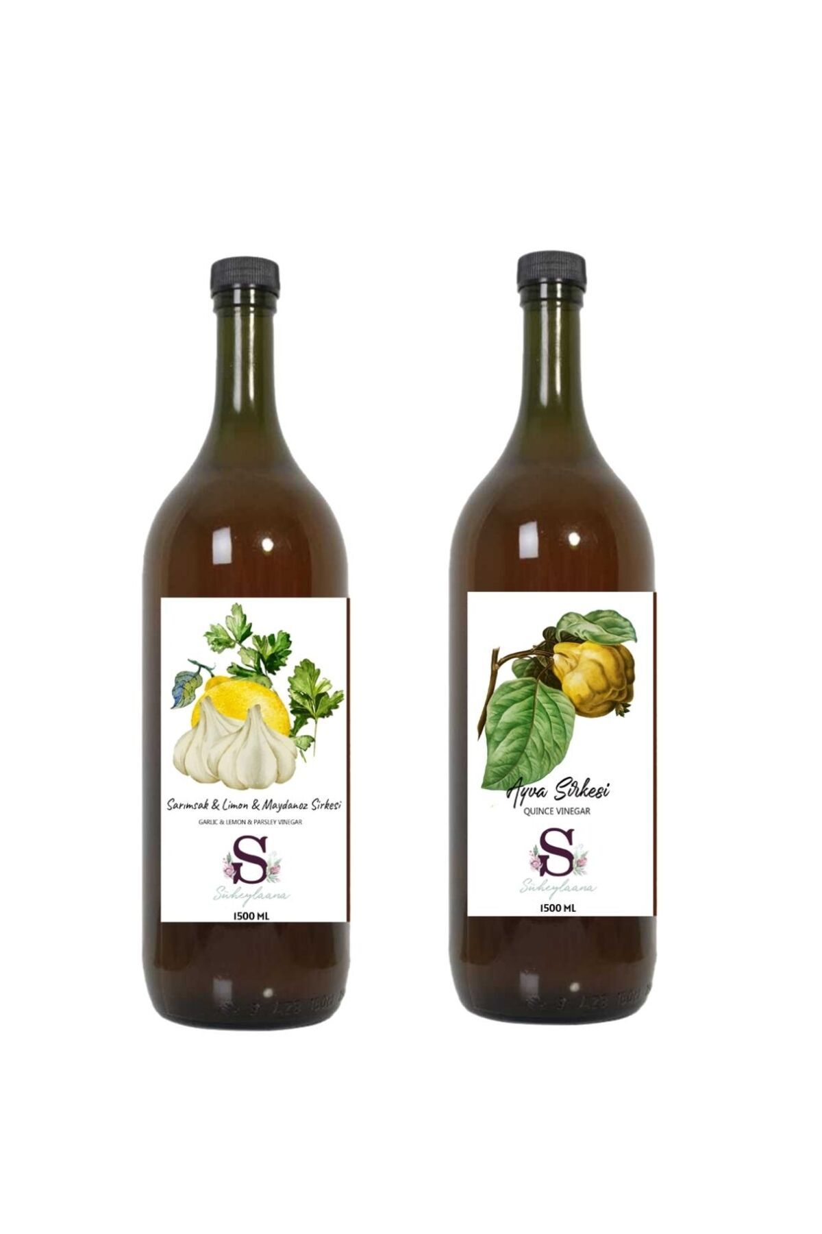 Süheylaana Doğal Sarımsak & Limon & Maydanoz Sirkesi 1500 Ml - Doğal Ayva Sirkesi 1500 Ml