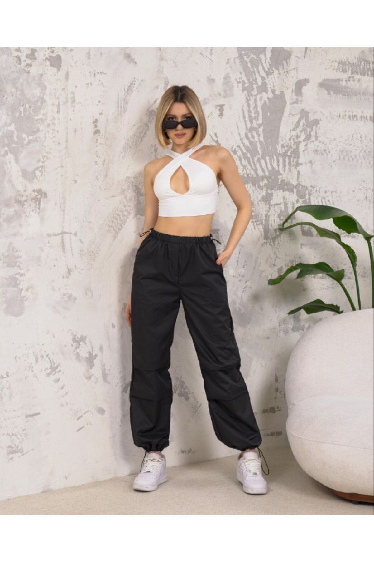NOYA BUTİK Paraşüt Kumaş Jogger Pantolon