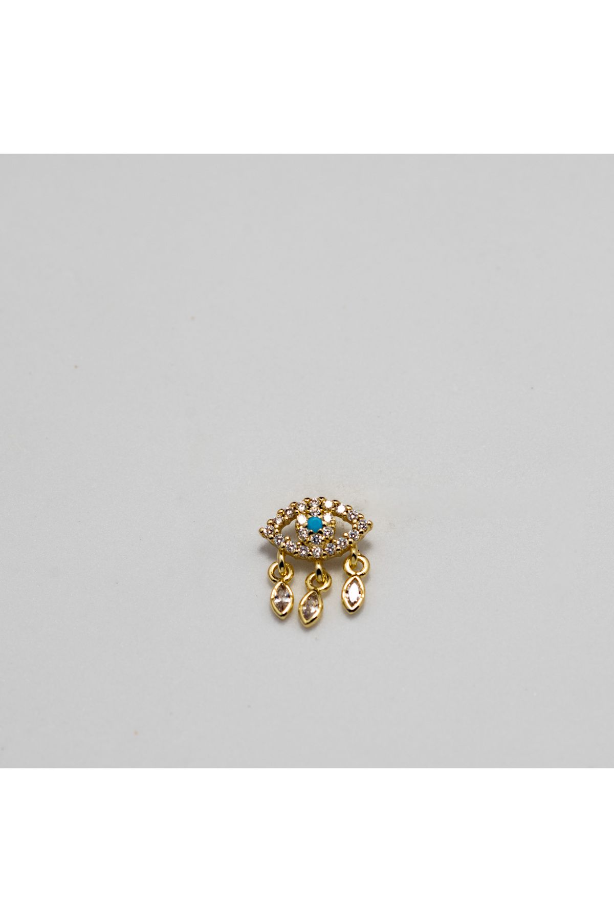 Piercing by Sever TURKUAZ GÖZ SALLANTILI NAZAR ÇELİK PIERCING… ALTIN RENKLİ ve ŞEFFAF TAŞLI (TARGUS HELIX CONCH FLAT)