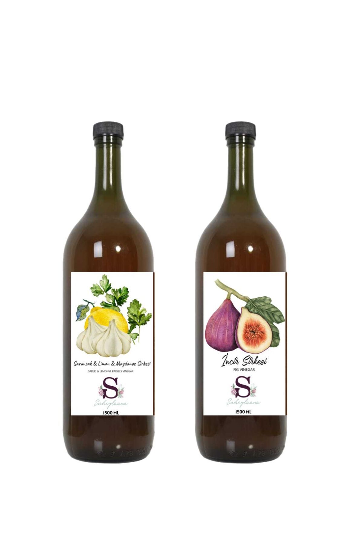 Süheylaana Doğal Sarımsak & Limon & Maydanoz Sirkesi 1500 Ml - Doğal İncir Sirkesi 1500 Ml