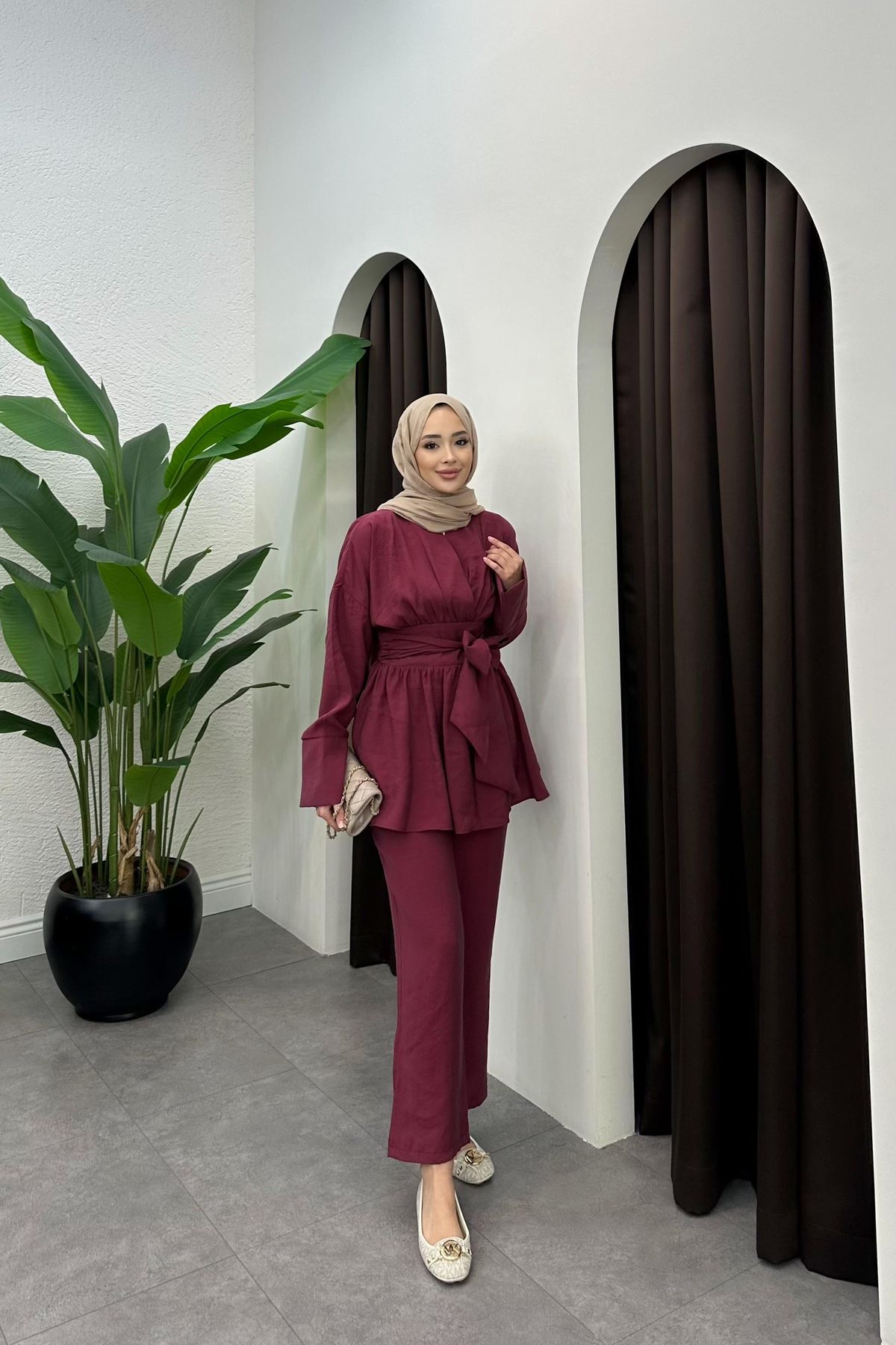 Miraydın Butik Kadın Geniş Kuşaklı Pantolonlu Takım M41332 - Siyah
