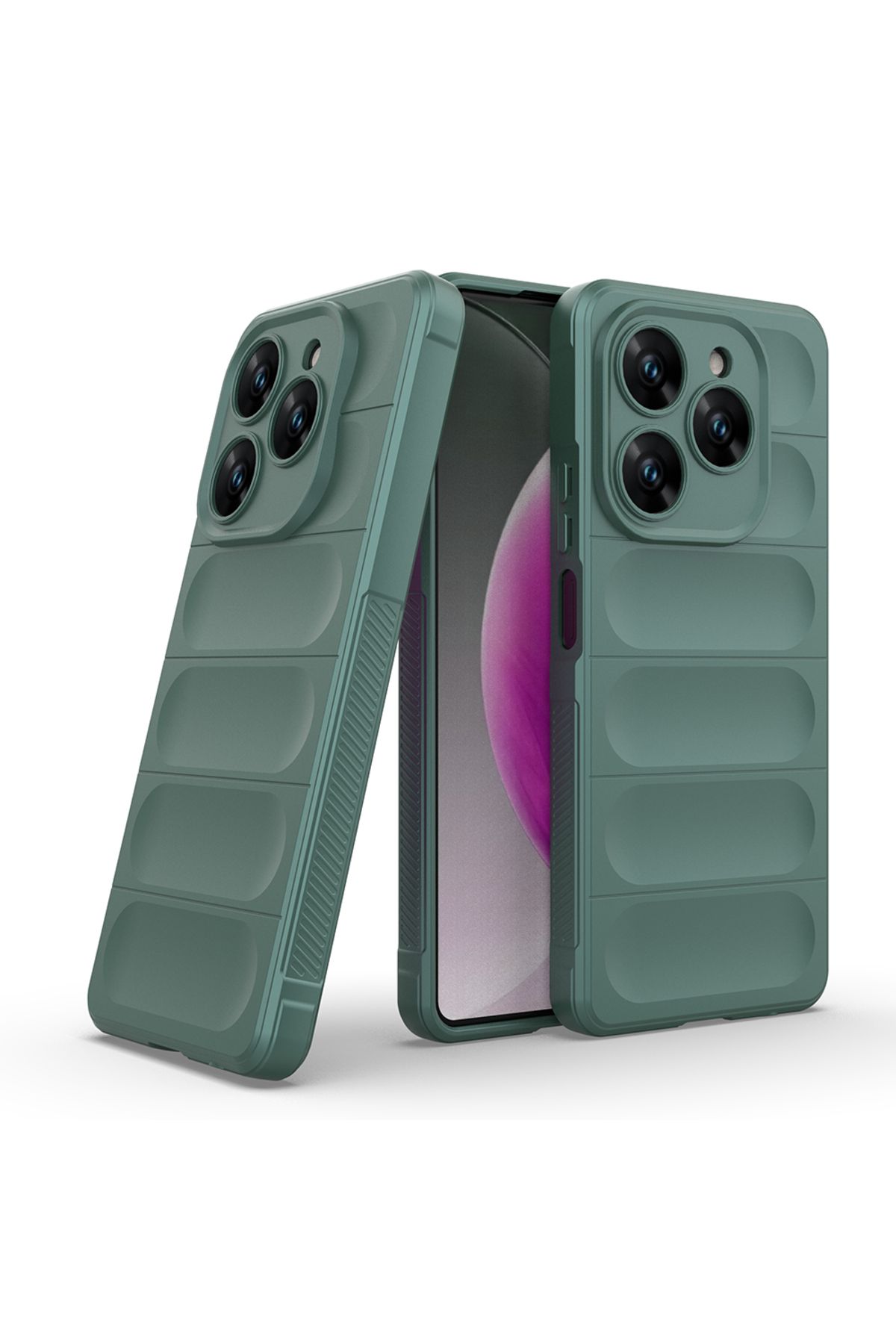 Sphone Tecno Spark 20 Pro Kılıf Kamera Lens Korumalı Tırtıklı Kasisli Dalgalı Oyuklu Elde kaymaz içi Süet