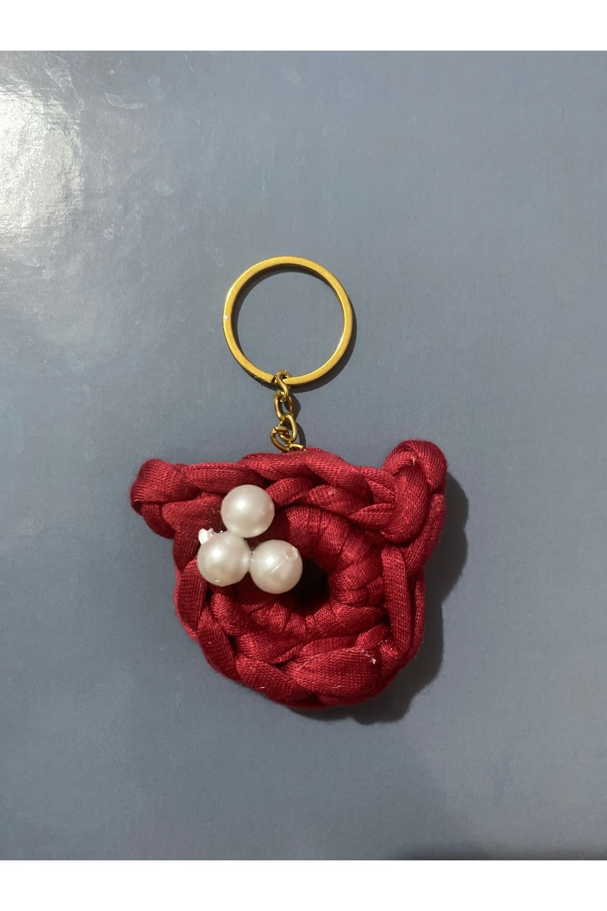 Lila1handmade Kırmızı Kedi Figürlü Anahtarlık