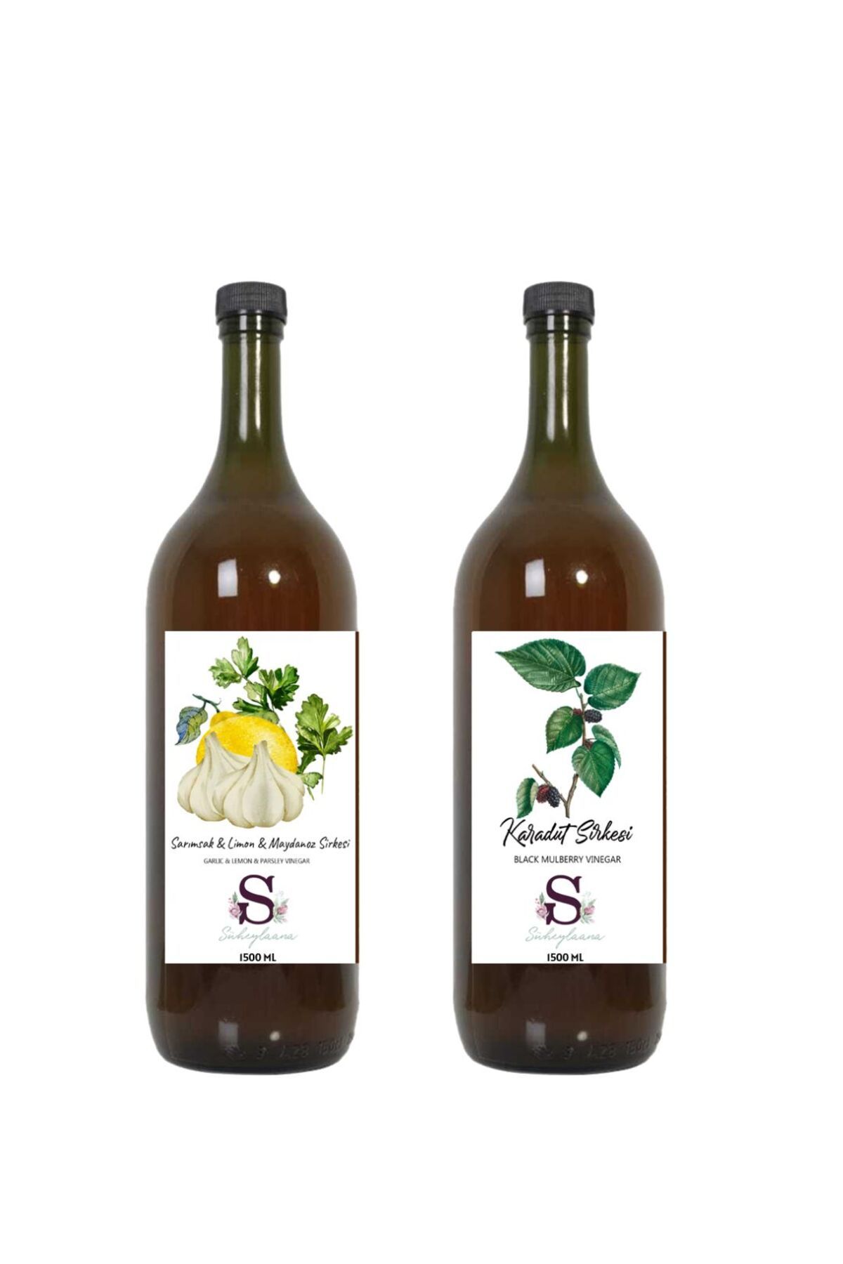 Süheylaana Doğal Sarımsak & Limon & Maydanoz Sirkesi 1500 Ml - Doğal Karadut Sirkesi 1500 Ml