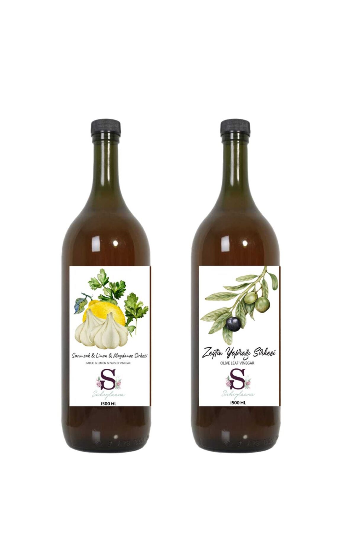 Süheylaana Doğal Sarımsak & Limon & Maydanoz Sirkesi 1500 Ml - Doğal Zeytin Yaprağı Sirkesi 1500 Ml