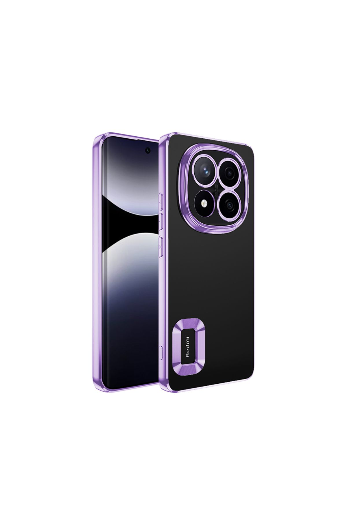 Sphone Xiaomi Redmi Note 14 Pro Kılıf Kamera Lens Korumalı Kenarlar Metalik Lazer Parlak Renkli Logosu Açık