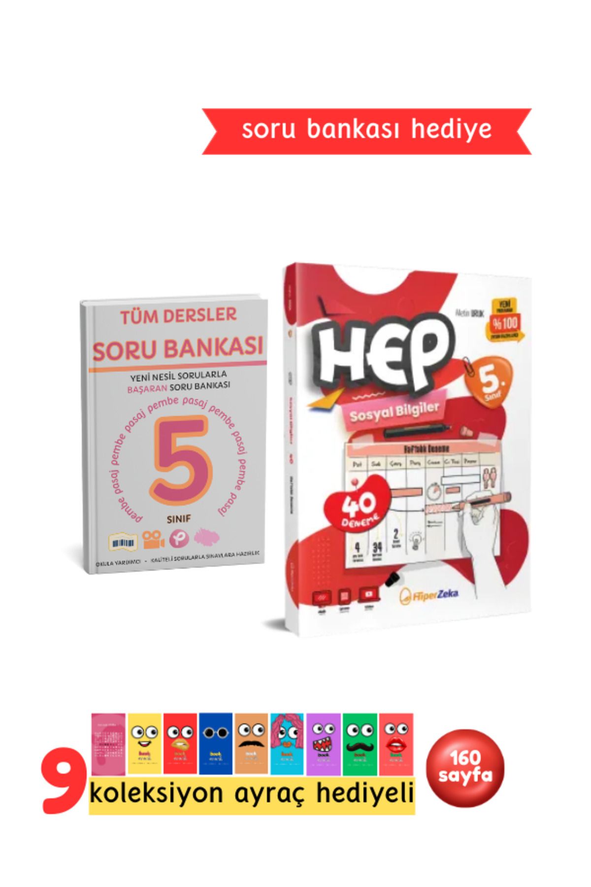 Pembe Yayınevi Hiper Zeka Yayınları 5. Sınıf Haftalık HEP Sosyal Bilgiler 40 Deneme