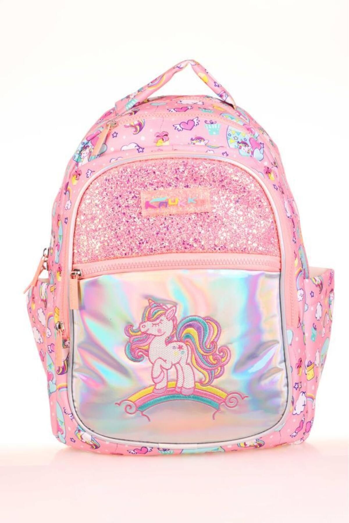 KAUKKO Kids Sırt Çantası Aynalı Taşlı Unicorn L5136