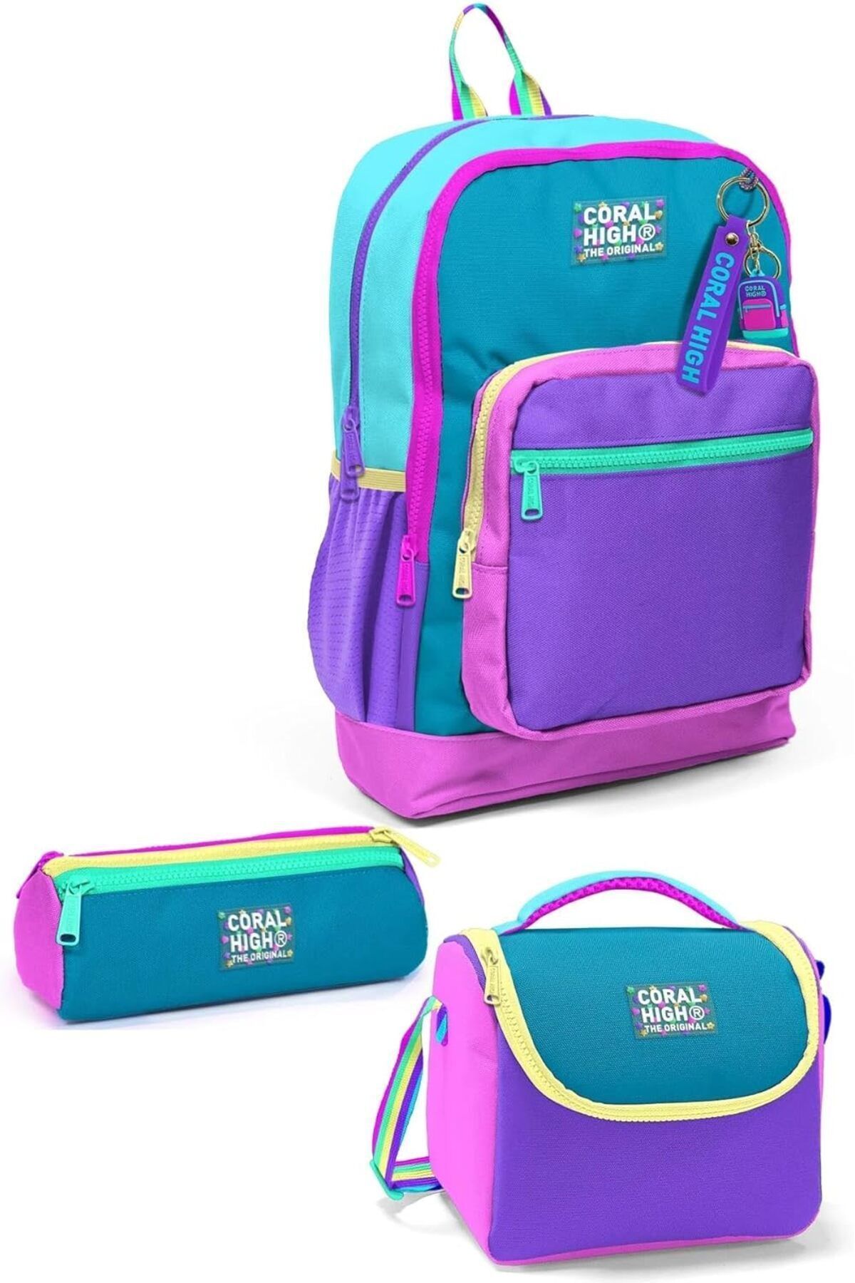 DERİK htsp High Pembe Pastel Renkli 3'LÜ Okul Çantası SETİ şmd al 1122015