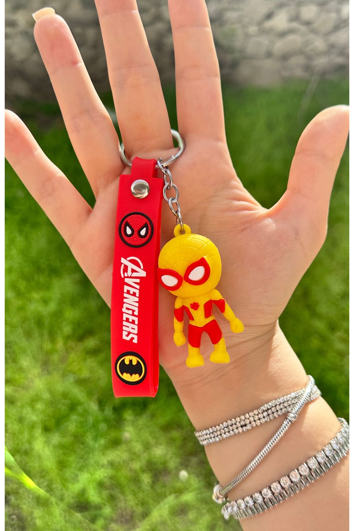 AYZENA 3D Yumuşak Silikon Avengers Örümcek Adam Tekli Anahtarlık