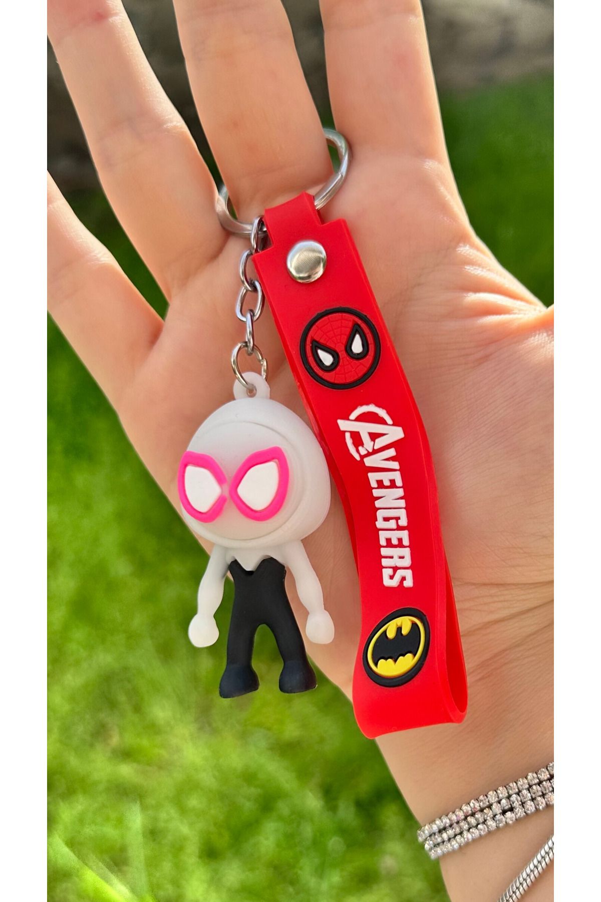 AYZENA 3D Yumuşak Silikon Avengers Örümcek Adam Tekli Anahtarlık