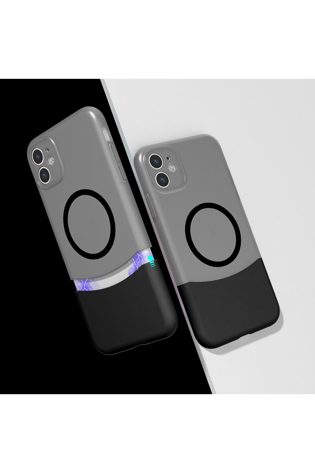 Sphone İphone 11 Kılıf Transparan Çift Parça Renkli Mıknatıslı Ayrılabilen Ultra İnce Kartvizitlik Kapak