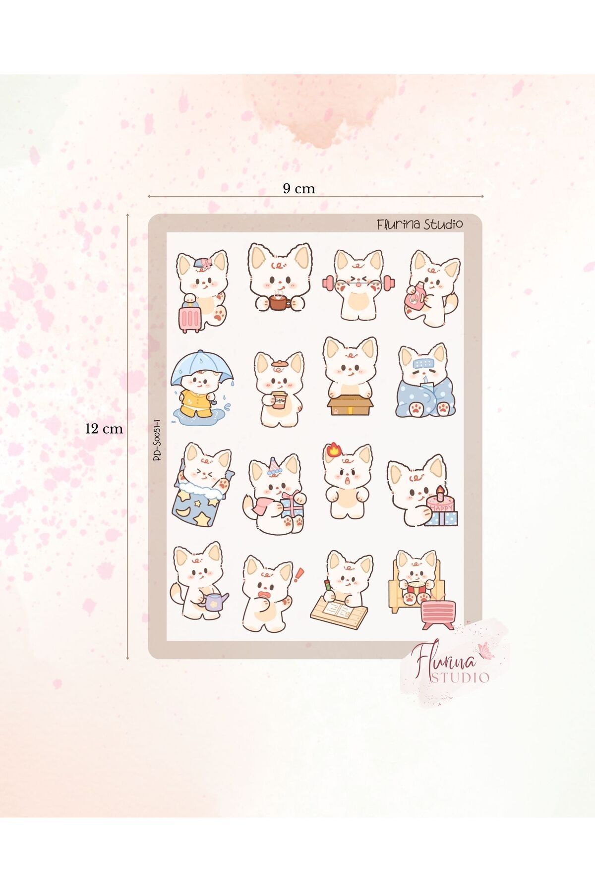 Flurina Studio Cute Fox 2 Sayfa Şeffaf Sticker Seti