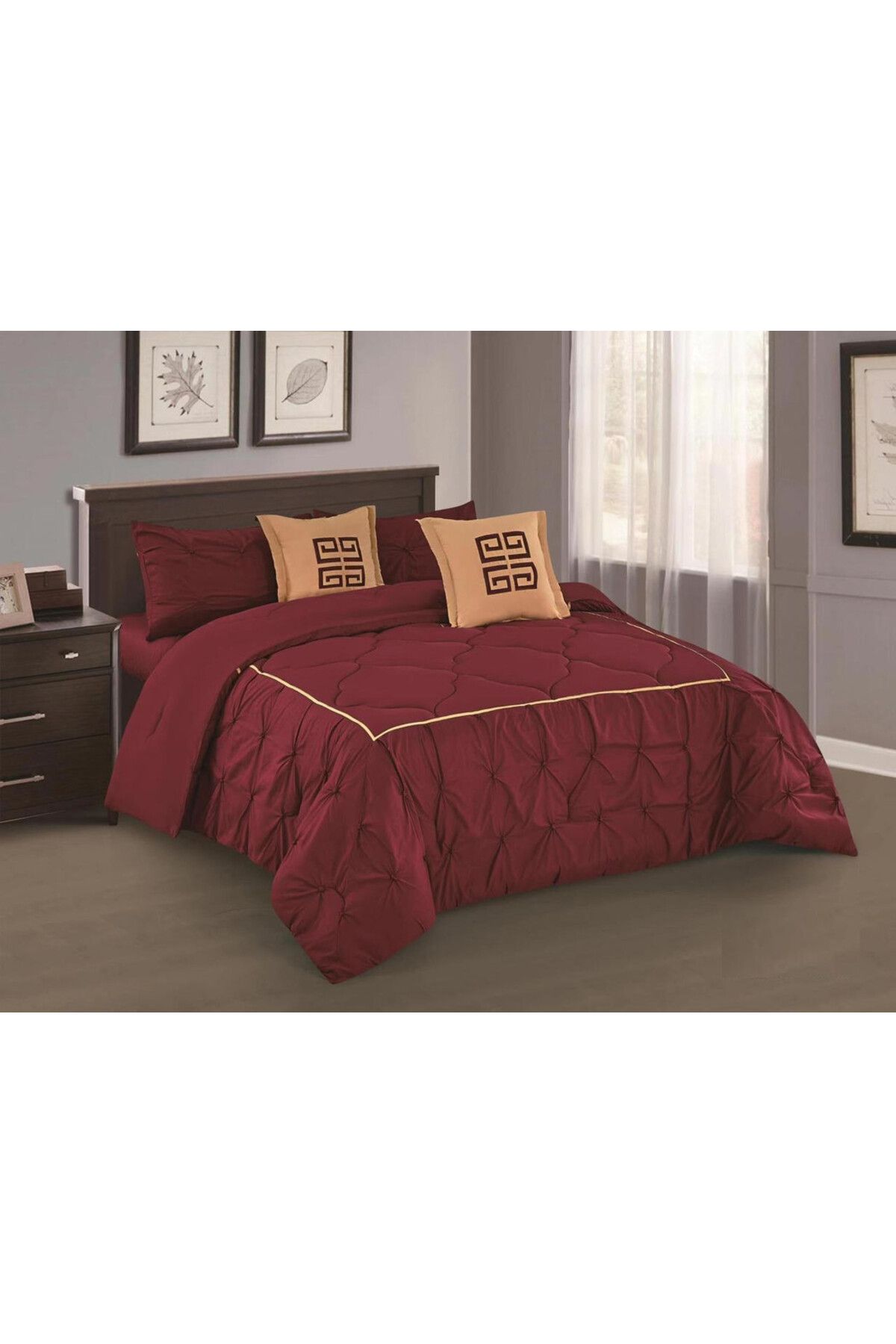 HOURS-Horse comforter set, made of durable and soft fabric, with a modern and distinctive pattern that satisfies all tastes, single size, 4 pieces, crinkled, Lana-001 1