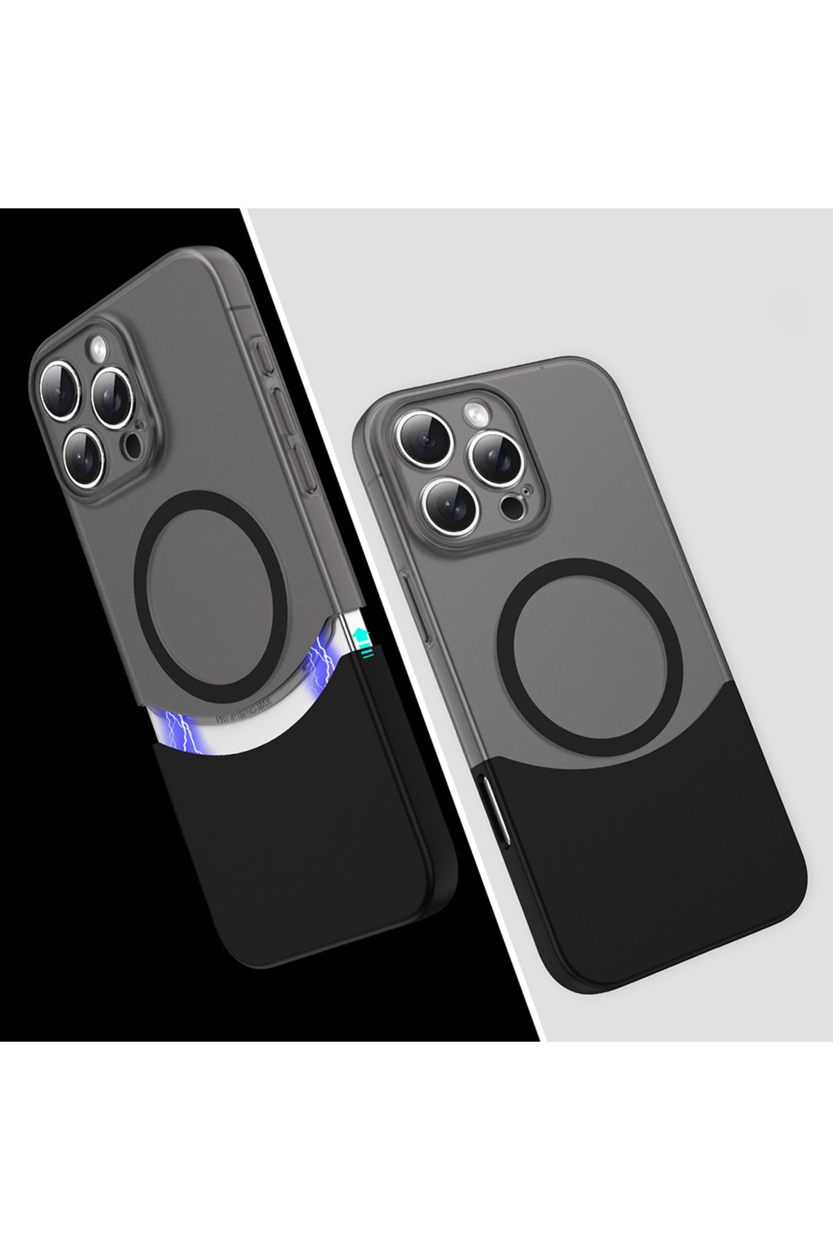 Sphone İphone 16 Pro Kılıf Yarı Transparan Çift Parça Renkli Mıknatıslı Ayrılabilen İnce Kartvizitlik Kapak