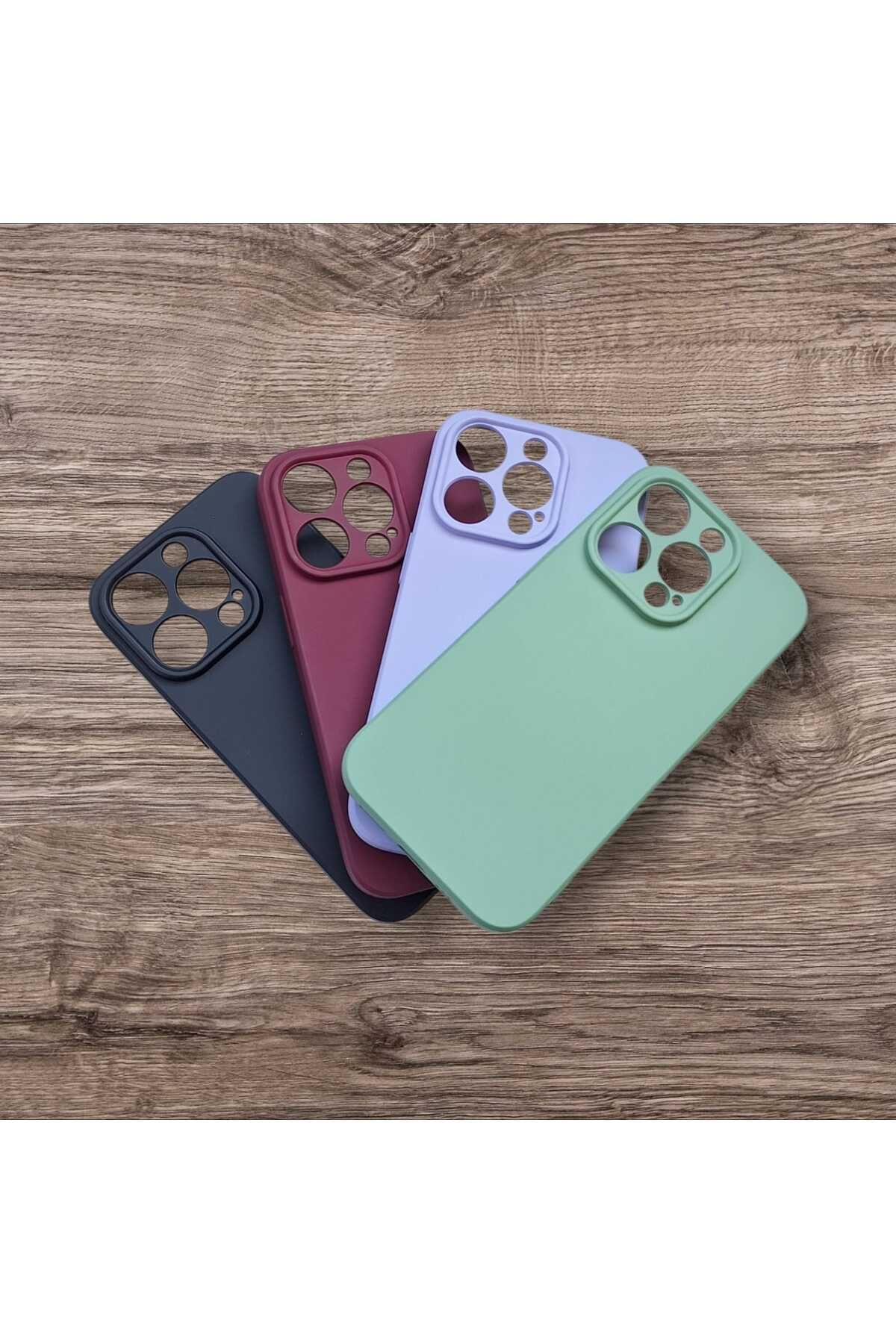 Goktugaksesuar Apple Iphone 14 Pro Kadife Destekli Renkli Lüks Silikon Kılıf
