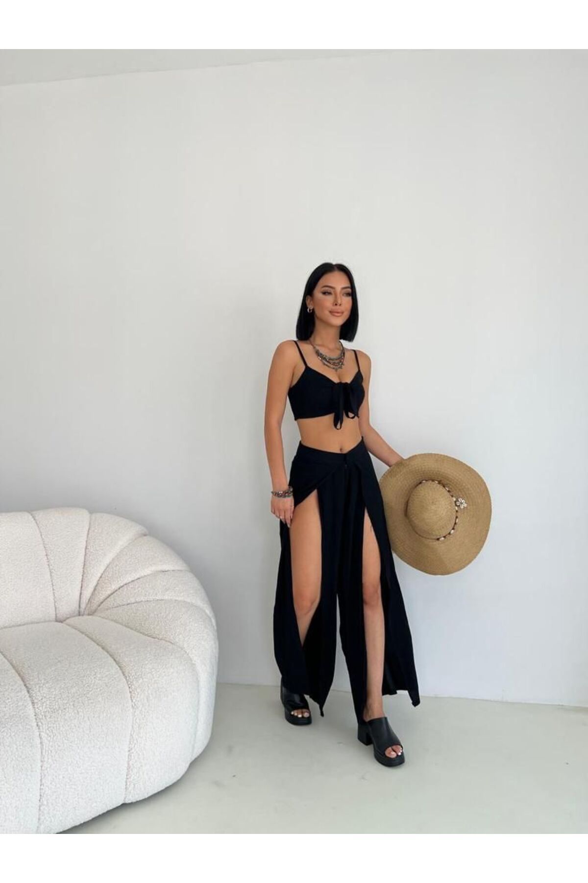 Rabi Shine KADIN VİSKON ÖN YIRTMAÇLI ALT ÜST TAKIM