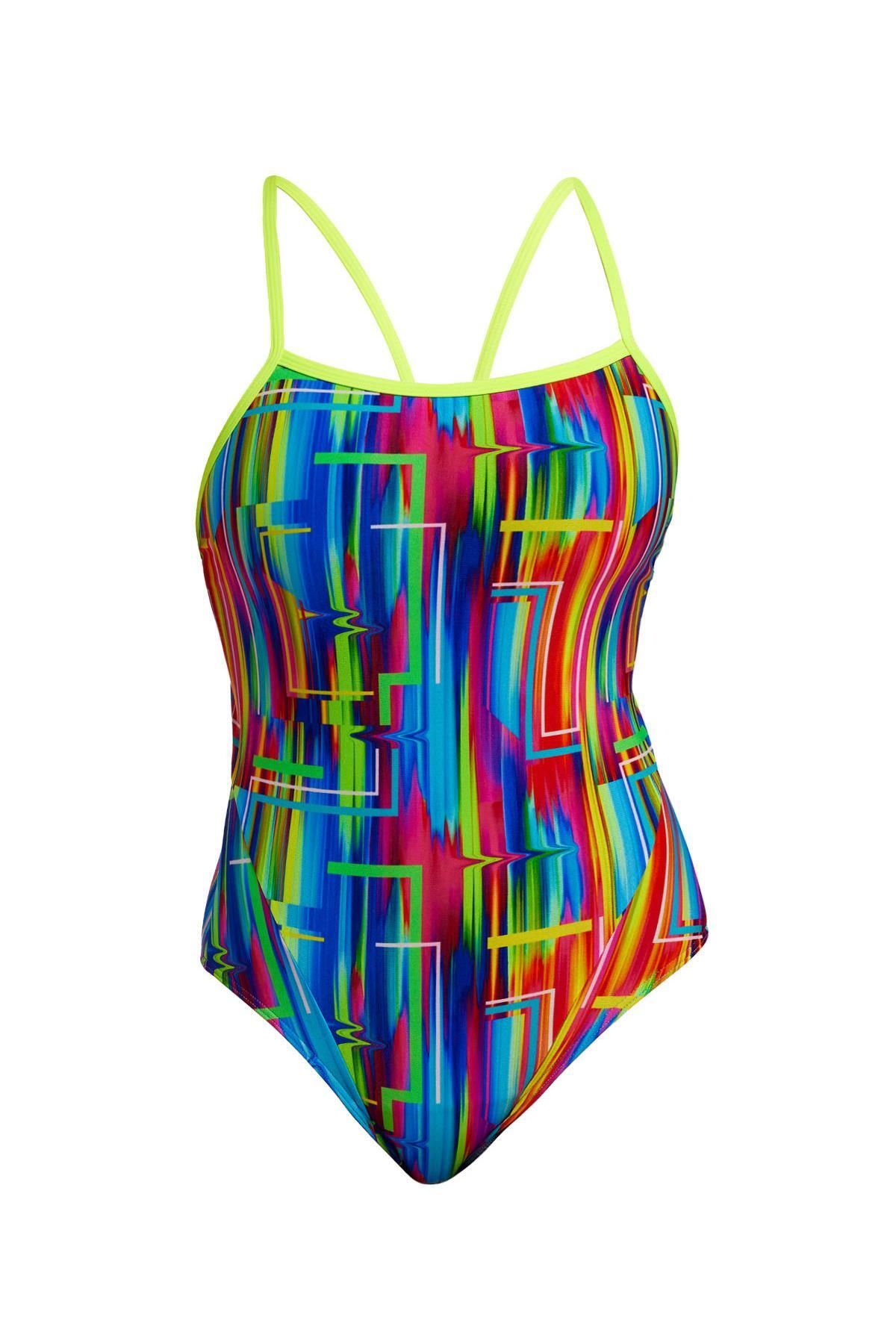 FUNKİTA Funkita Secure The Glitch Kadın Özel Gün Korumalı Yüzücü Mayosu – İnce Askılı