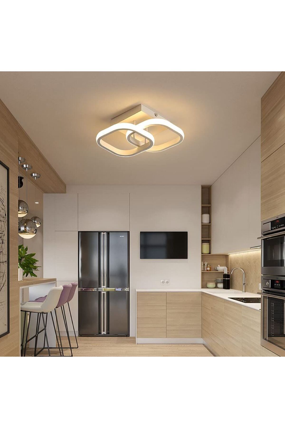 GEN AYDINLATMA Kare Hol,antre,yatak Odası,çocuk Odası Için Modern Led Avize Beyaz Kasa Günışığı 1 adet