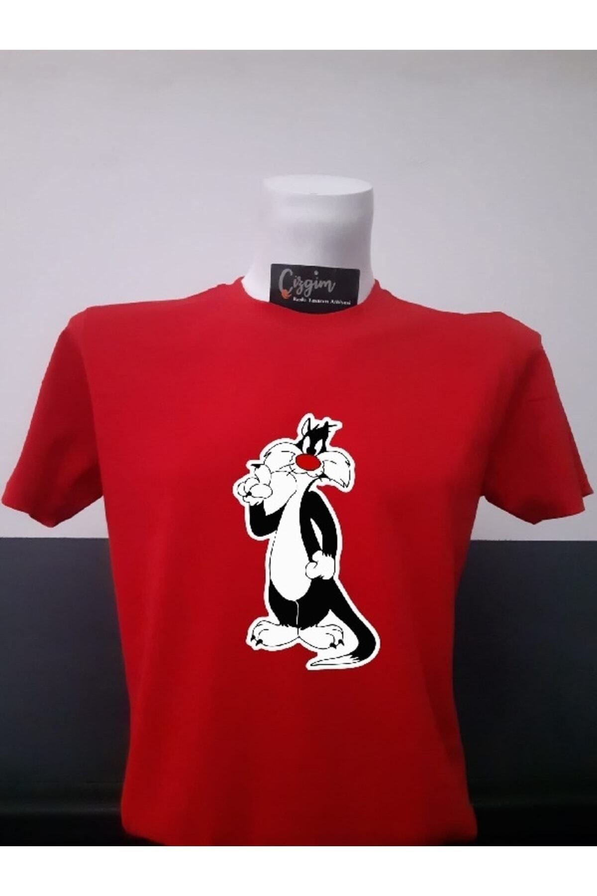 Pisa Art Unisex Sylvester Baskılı Kırmızı Tişört