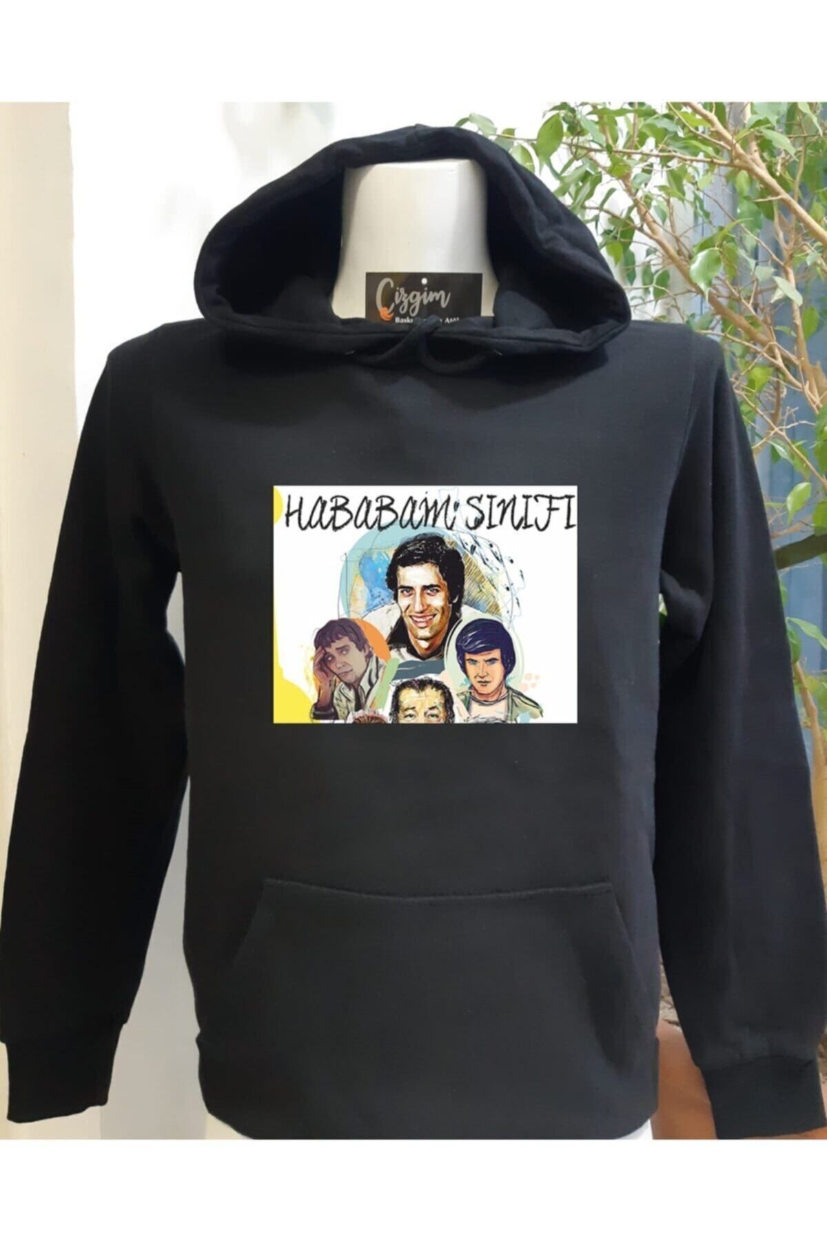 Pisa Art Unisex Siyah Kapüşonlu Baskılı Sweatshirt
