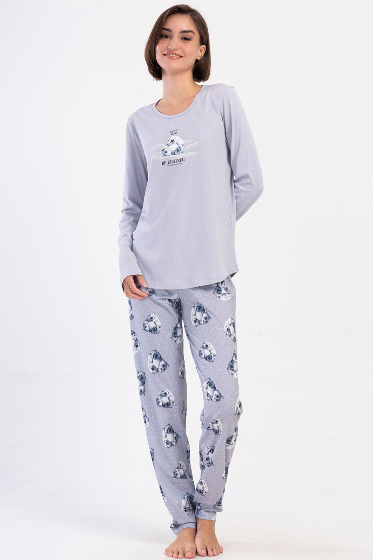 VİENETTA Pamuklu Kadın Uzun Kol Pijama Takım , 405166