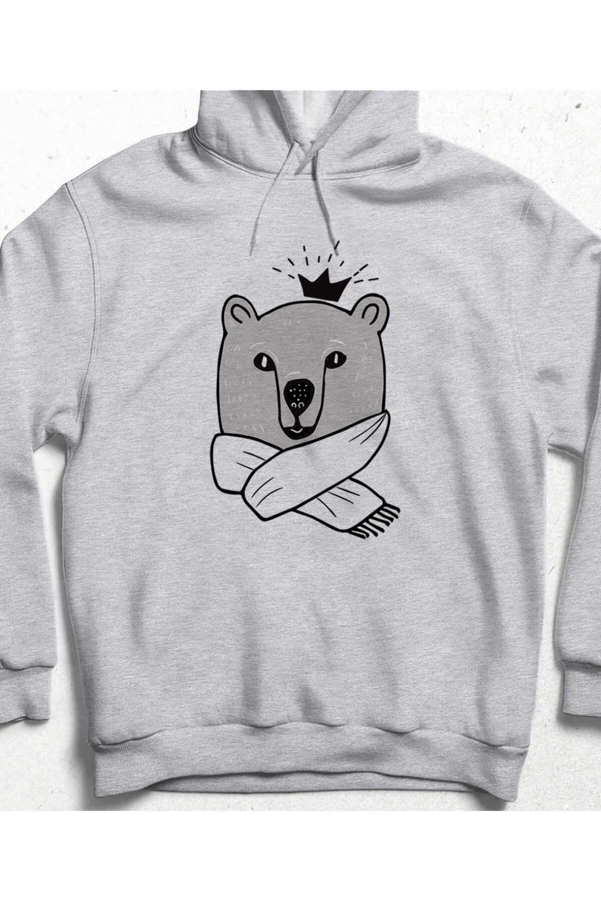 Pisa Art Cool Bear Gri Cepsiz Kapşonlu