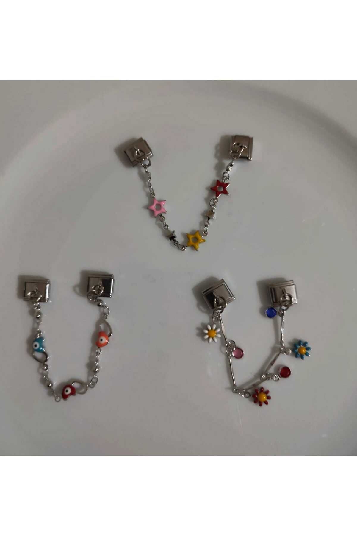 HKN AVM ACCESSORİES italyan charm sallantılı charm bileklik charmı renkli 3 ADET