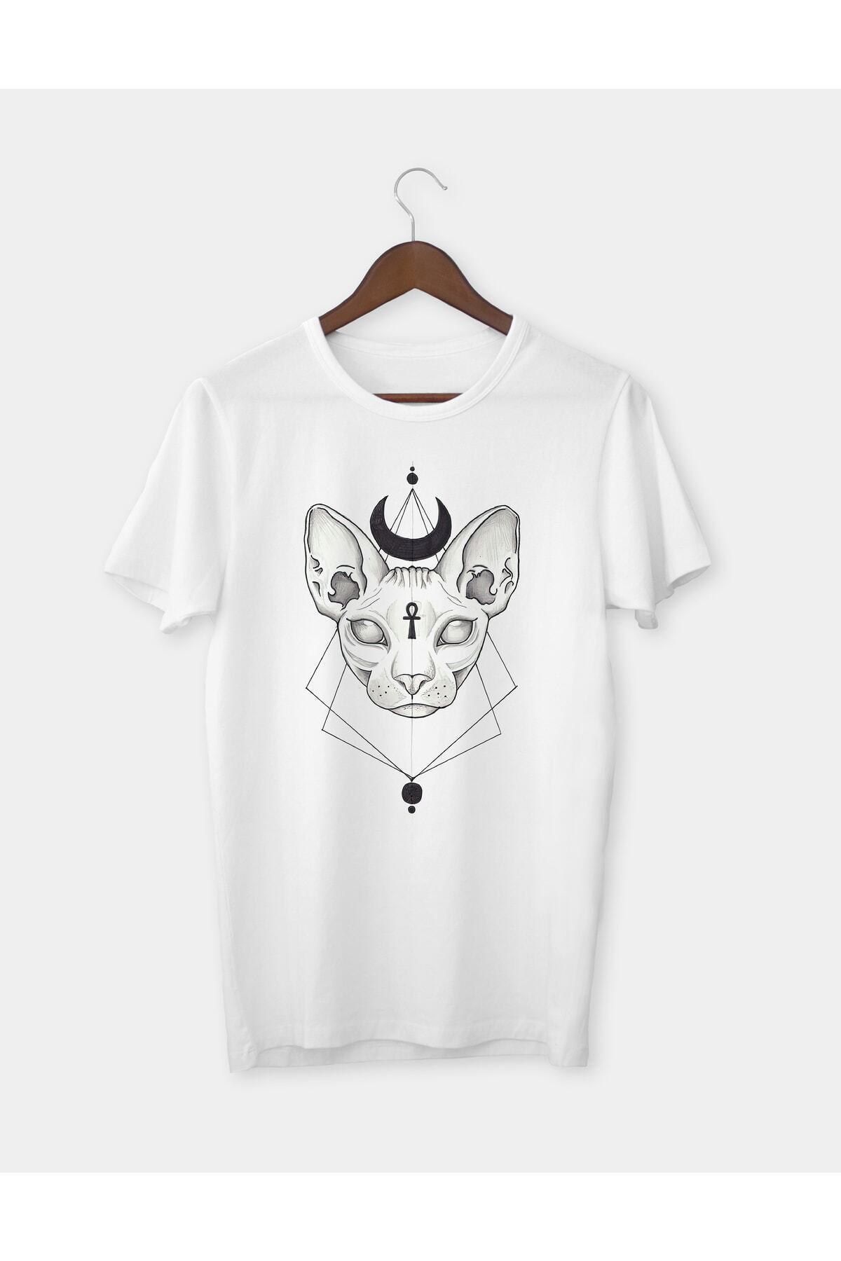 Pisa Art Şeytani Kedi Baskılı T-shirt Tişört