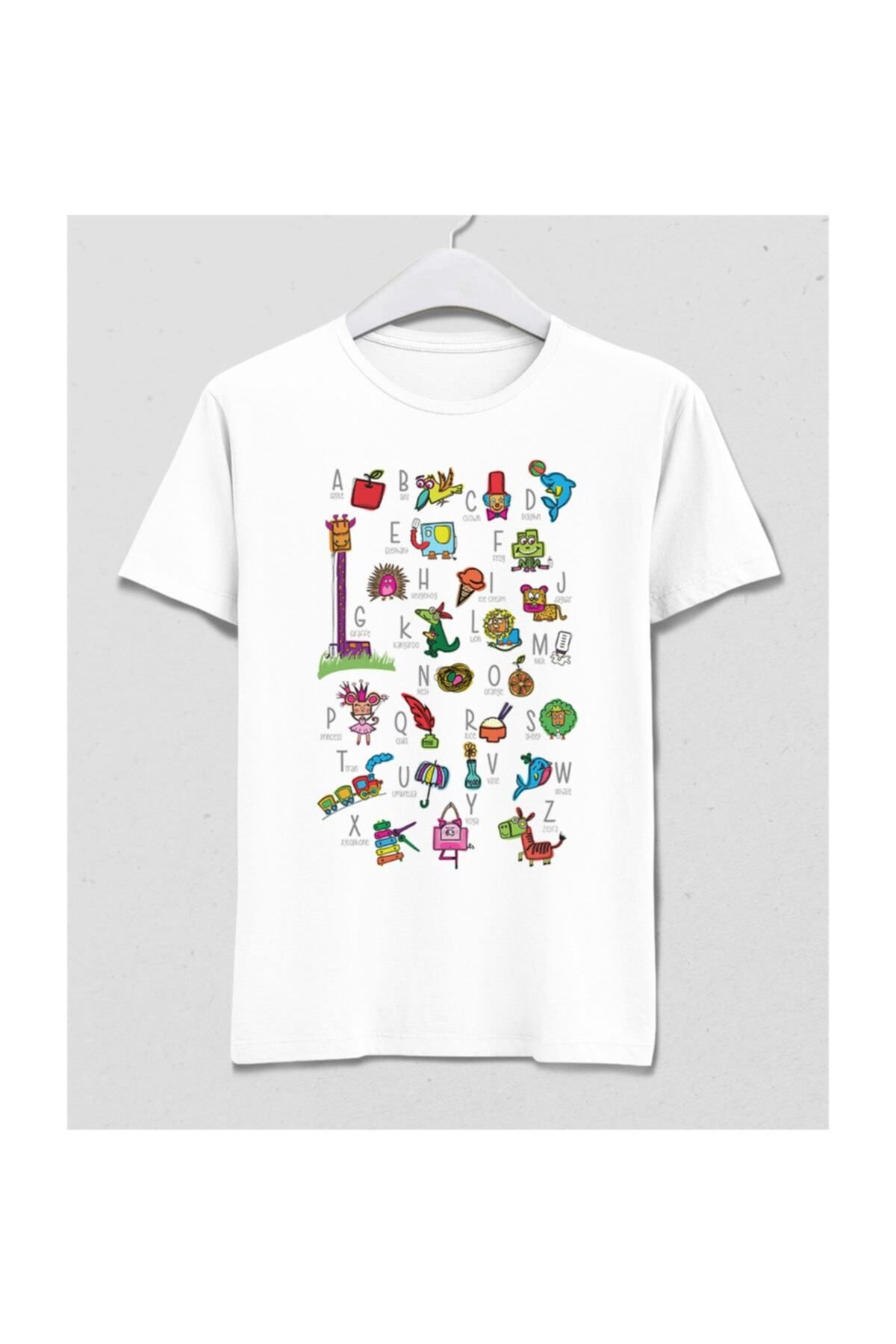 Pisa Art Erkek Beyaz İngilizce Öğrenelim Eğitici Tshirt
